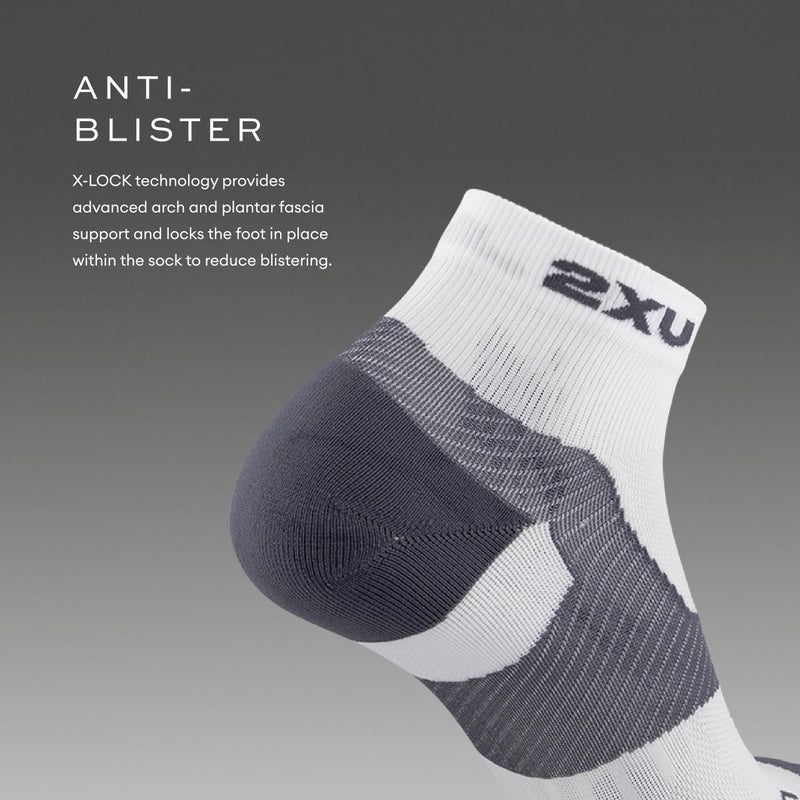 2XU Unisex Vectr Cushion 1/4 Crew Compression Socks - Sports Performance Socks - White/Grey - Size Small (Men's Size 3.5-5.5, Women's Size 5-7) - Image 4